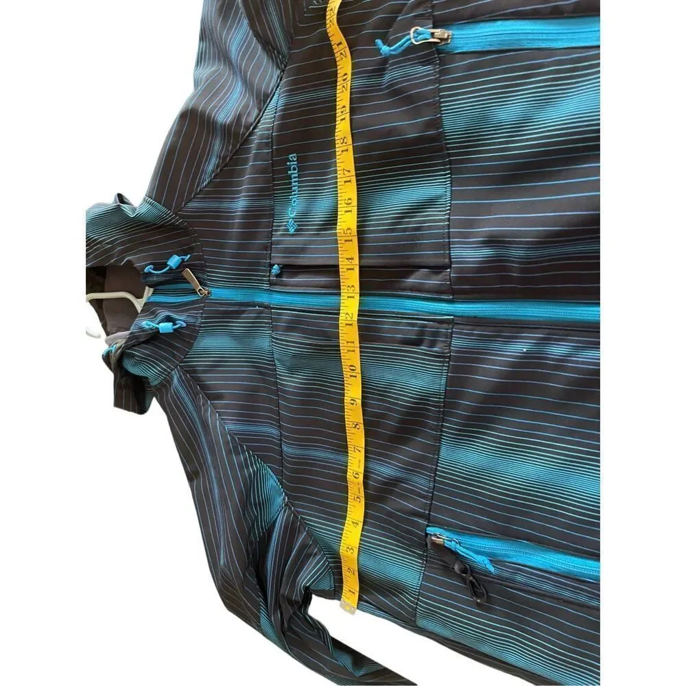 Columbia Mens Black & Blue Pinstriped Full Zip Hooded Jacket Size Large snowboar